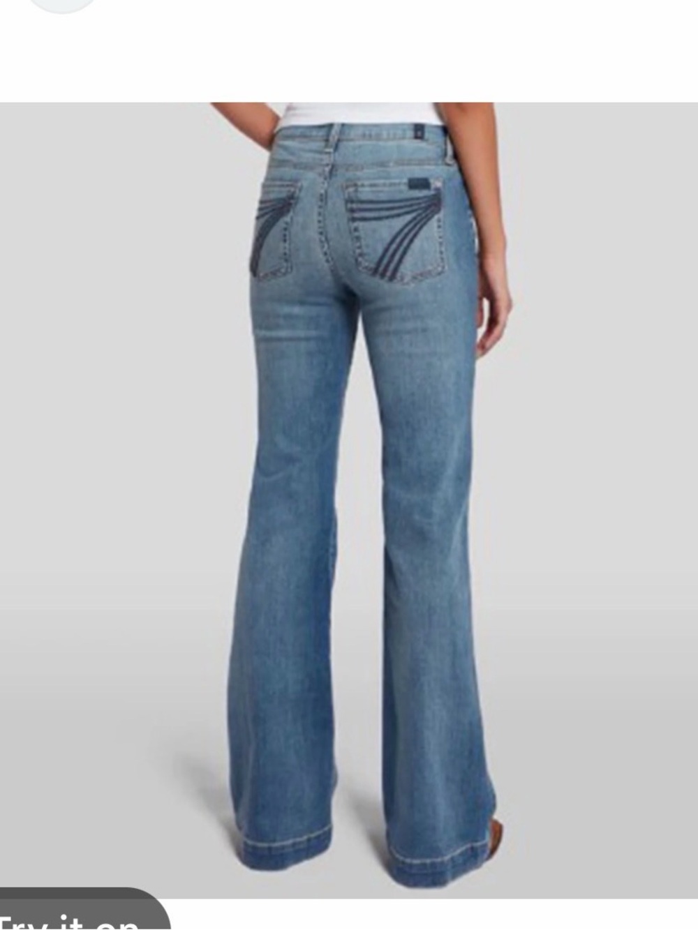 7FAMK Dojo Wide Leg Jeans in Light Blue Sz 30